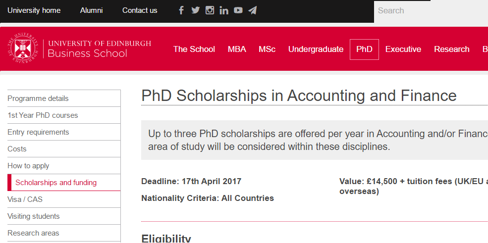 phd in finance edinburgh university