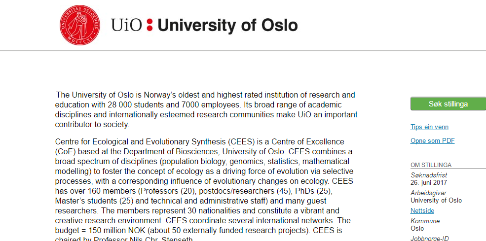 phd biology norway